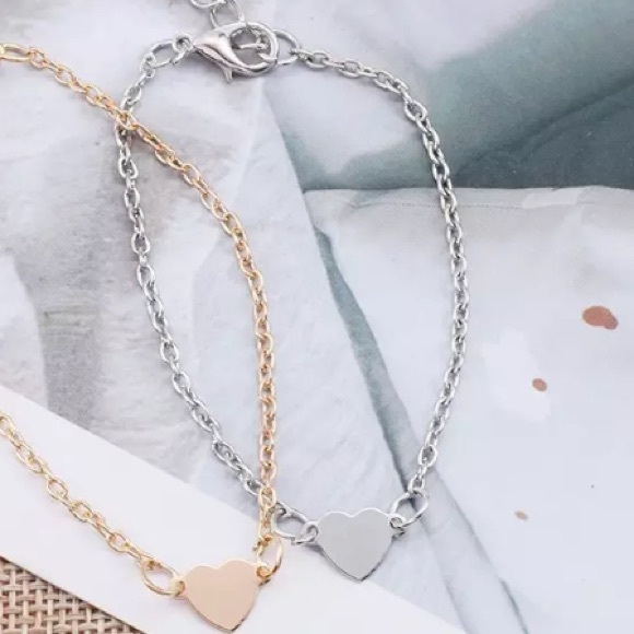 Silver Tone Heart Anklet - Picture 3 of 5